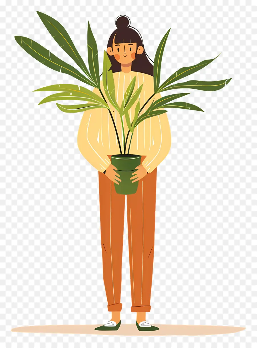 Chica Sujetando Planta De Interior，Persona Con Planta PNG