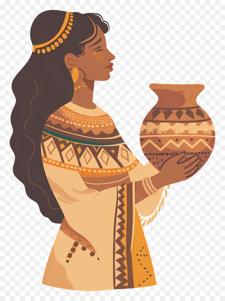 Mujer Aborigen Africana，Mujer Con Olla PNG