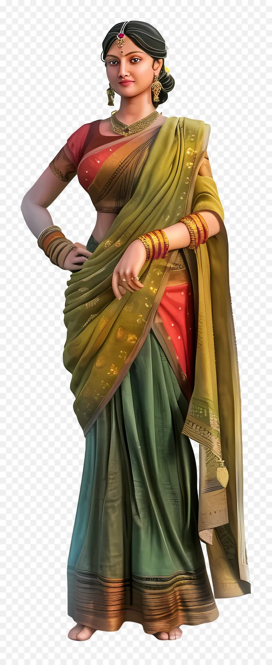 Mujer Gujarati India，Mujer En Traje Tradicional PNG