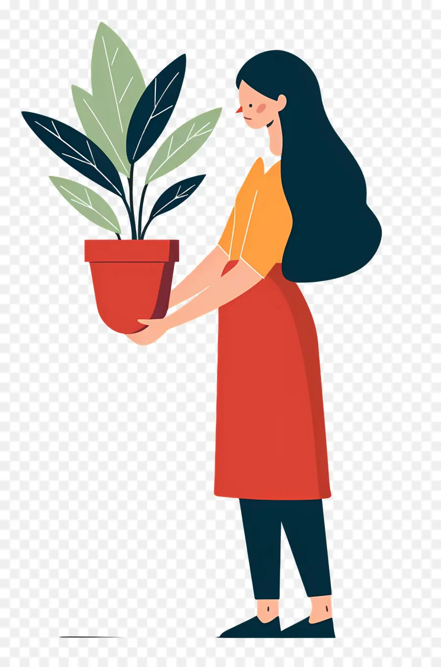 Chica Sujetando Planta De Interior，Mujer Con Planta PNG