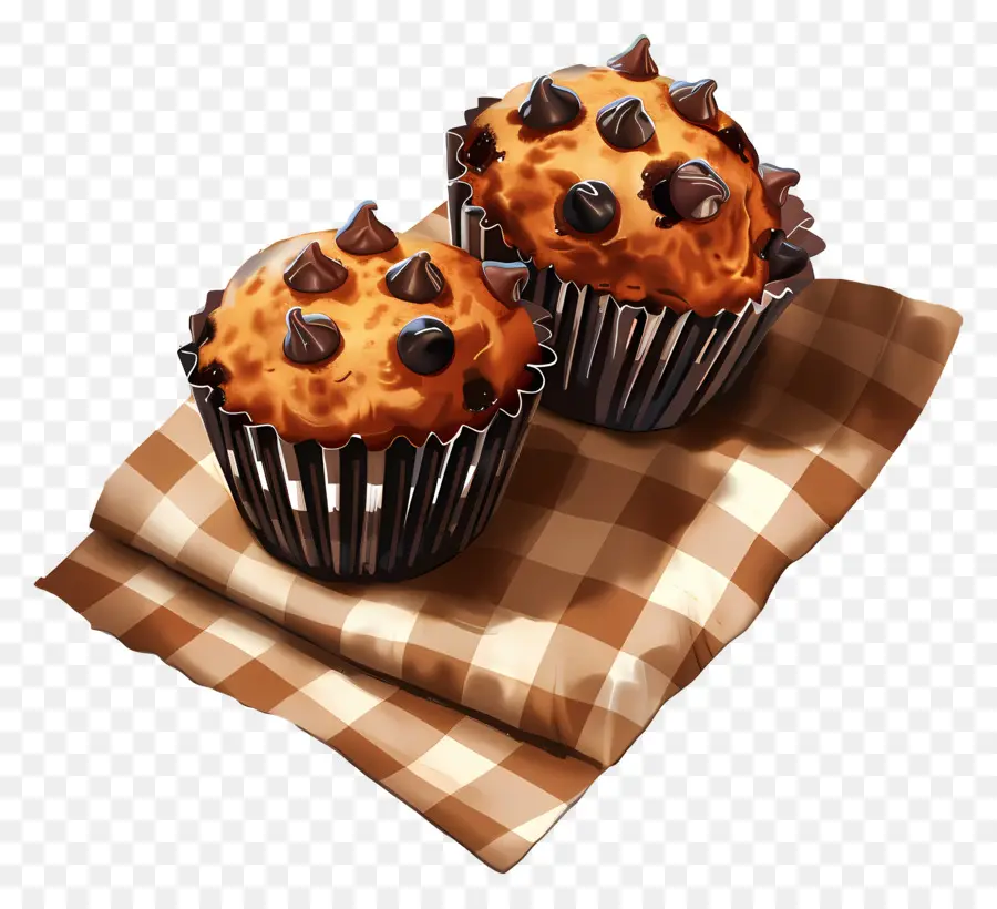 Muffins Con Chispas De Chocolate，Horneado PNG