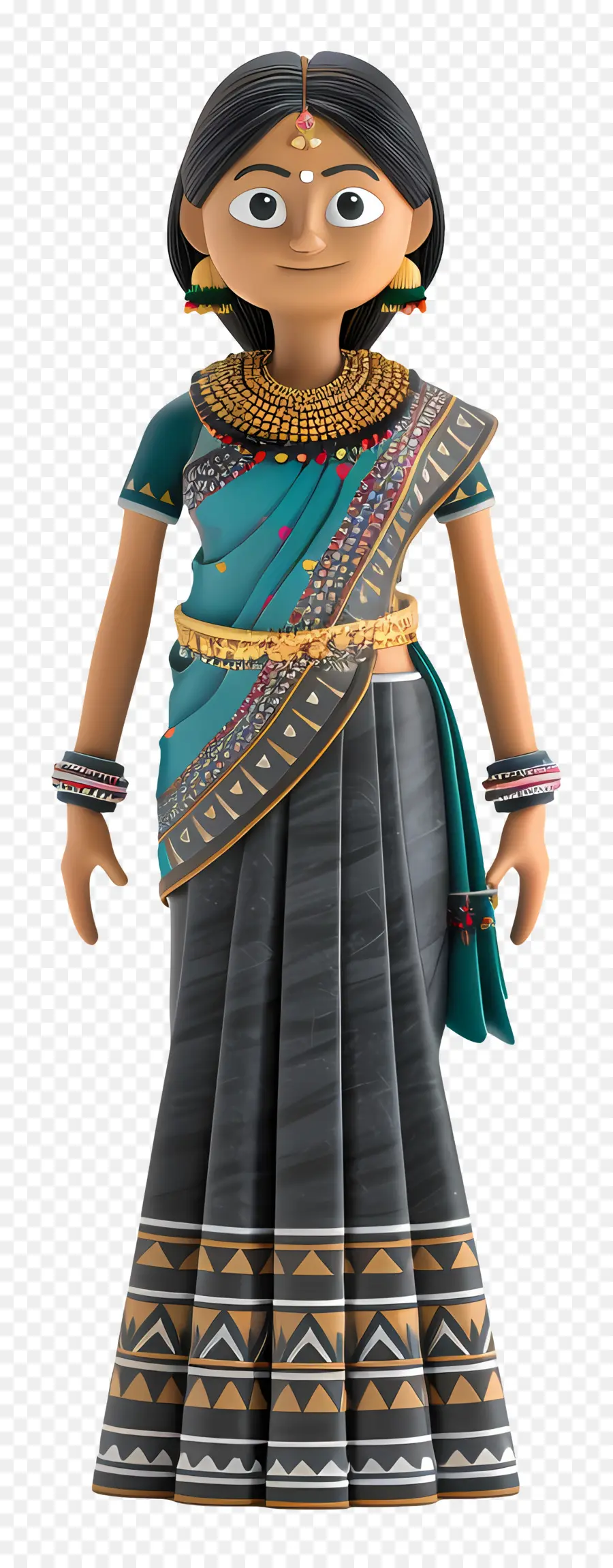 Mujer Gujarati India，Mujer Animada Con Traje Tradicional PNG