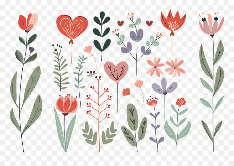 Flores Y Plantas，Ilustraciones Florales PNG