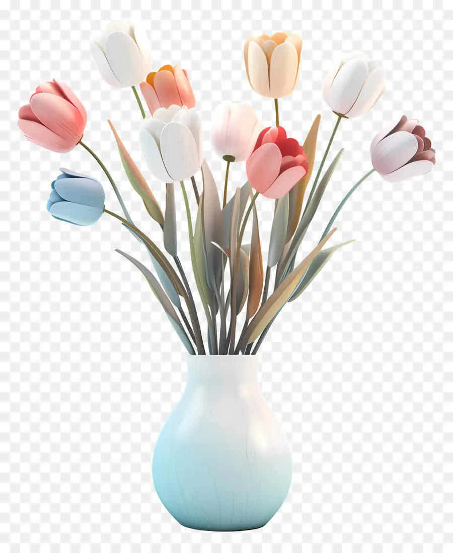 Flores En Florero，Tulipanes PNG