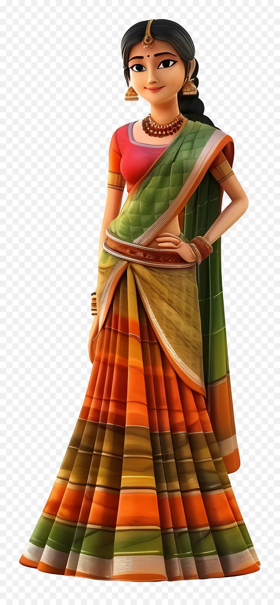 Mujer Gujarati India，Mujer Tradicional En Sari PNG