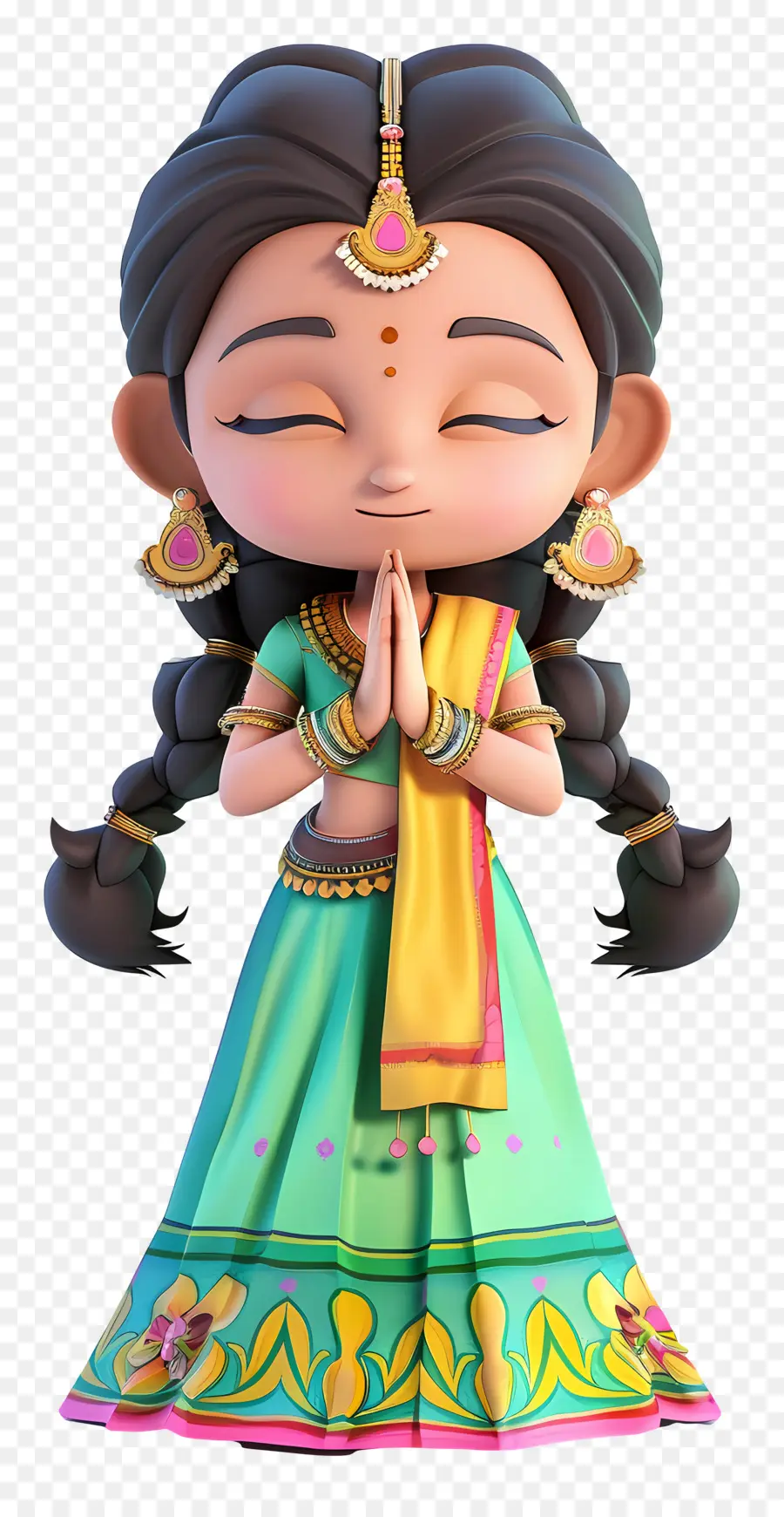 Niña India，Chica En Traje Tradicional PNG