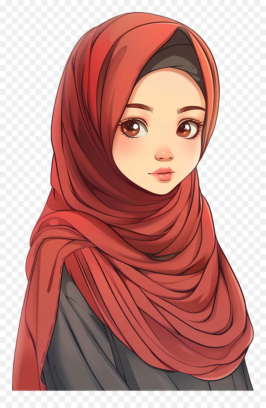 Linda Chica Hijab，Chica En Hijab Rojo PNG