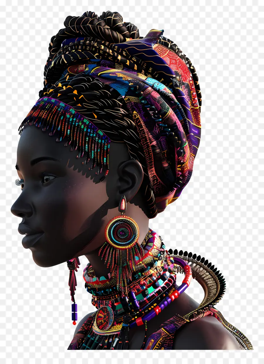 Mujer Africana，Mujer Con Joyería De Cuentas PNG