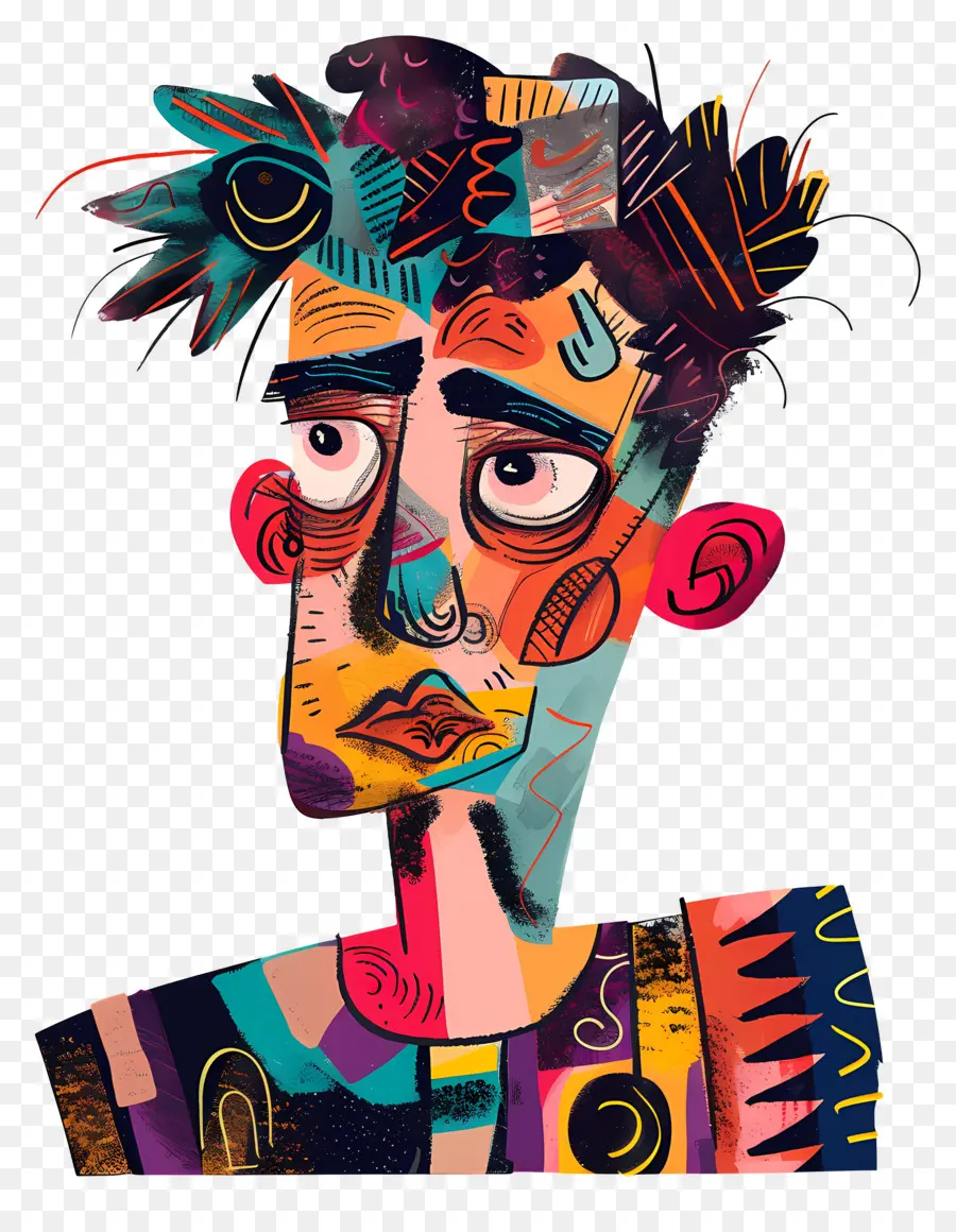 Hombre Triste，Retrato Abstracto PNG