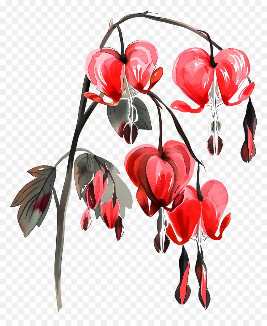 Flores Del Corazón Sangrante，Flores Rojas PNG