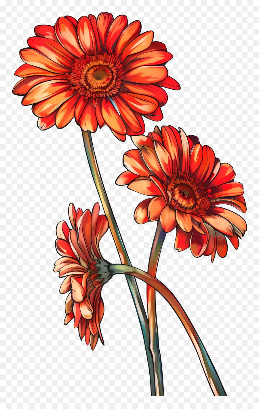 Flores Gerberas，Flores Naranjas PNG