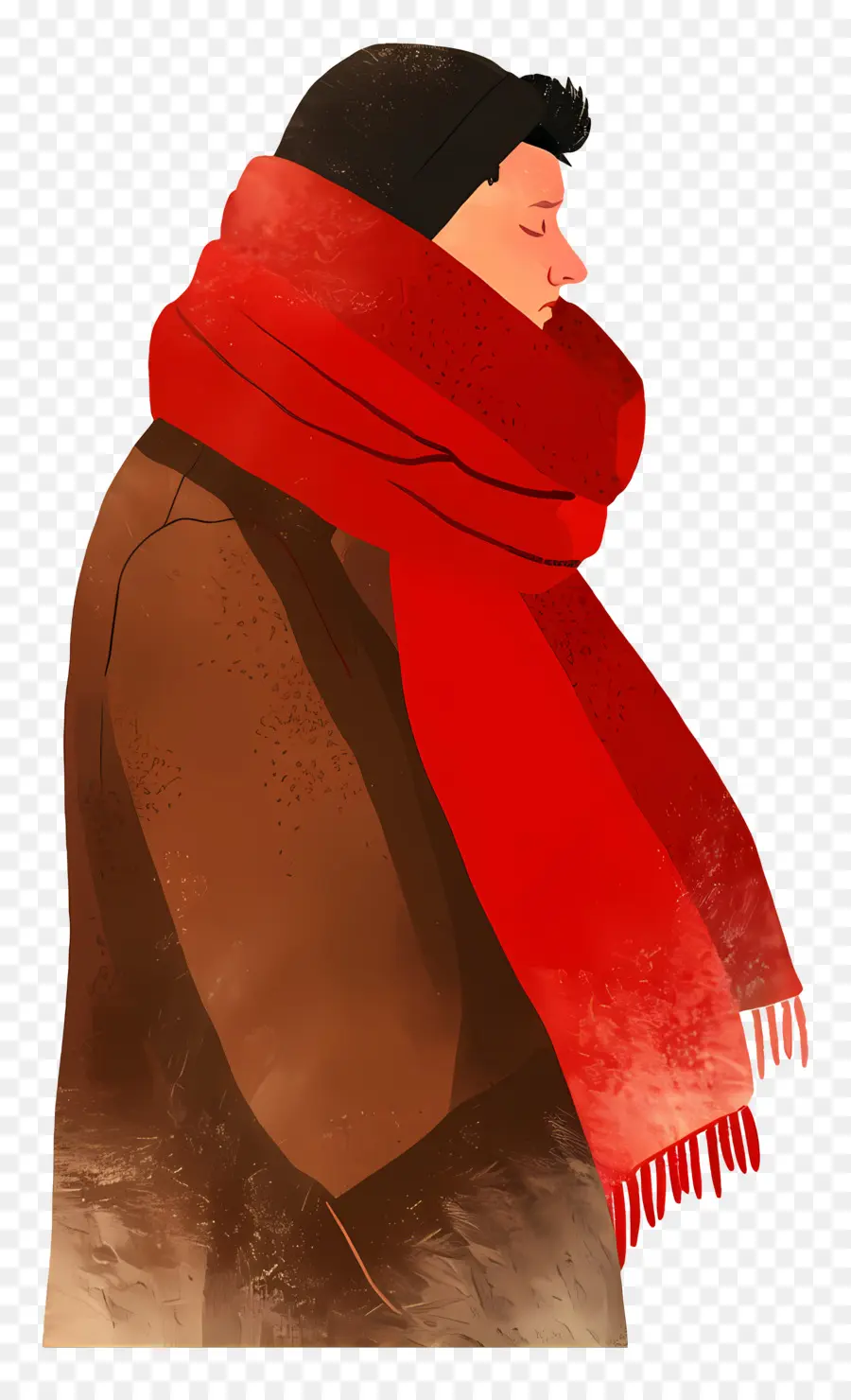 Hombre Invierno，Hombre Con Bufanda Roja PNG