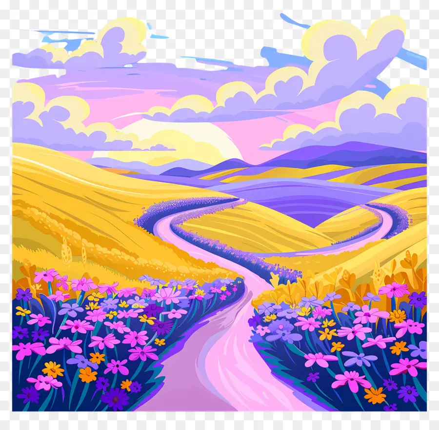 Campos En Terrazas，Paisaje Colorido PNG