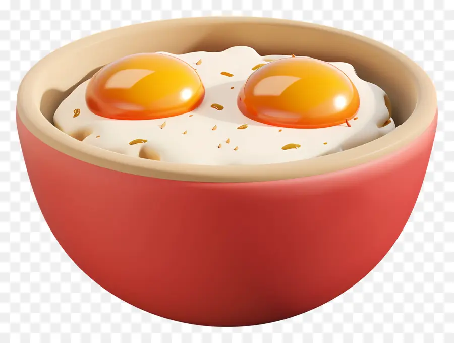 Tazón De Desayuno，Huevos En Tazón Rojo PNG