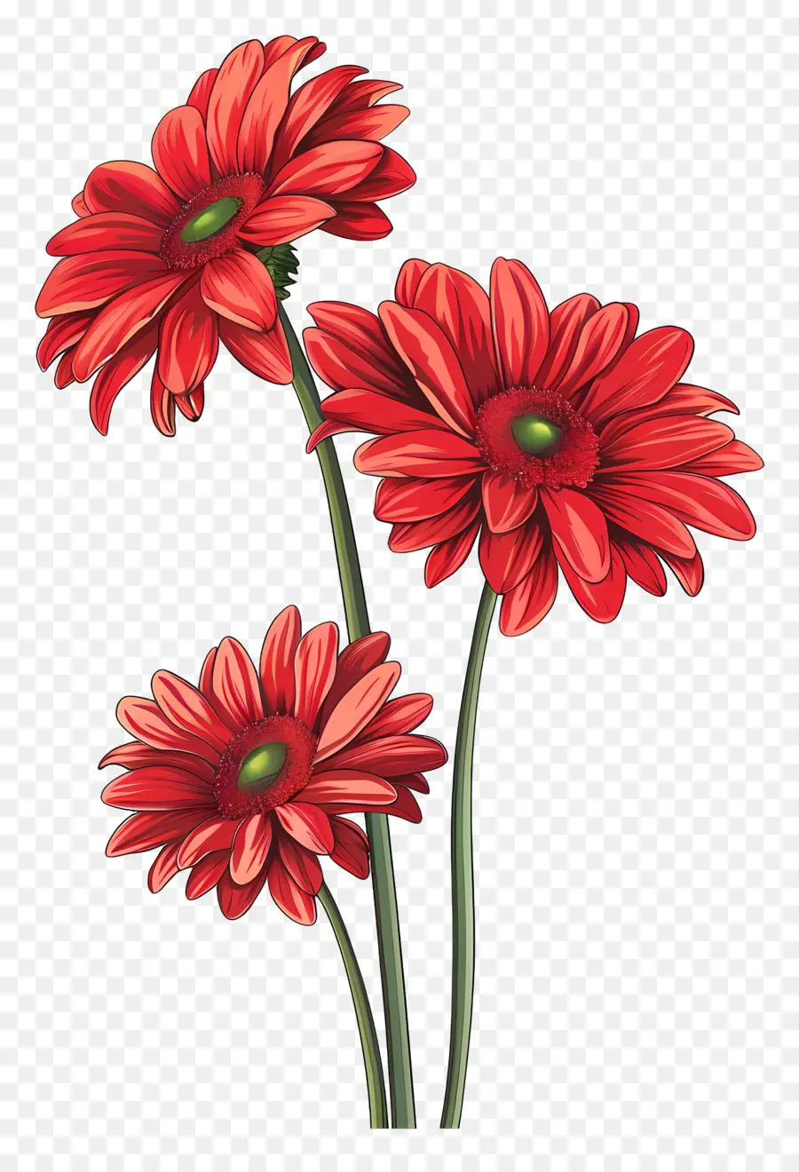 Flores Gerberas，Flores Rojas PNG