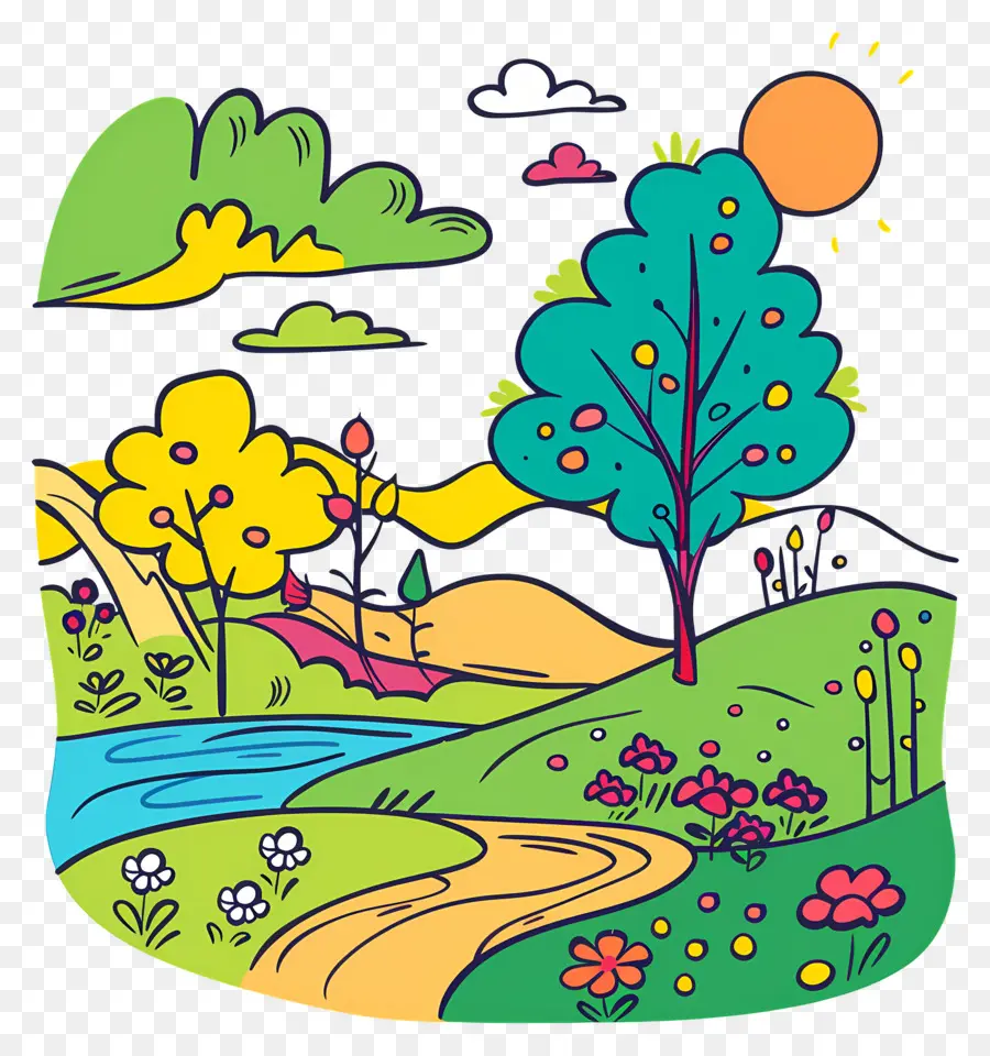 Paisaje De La Naturaleza，Paisaje Colorido PNG