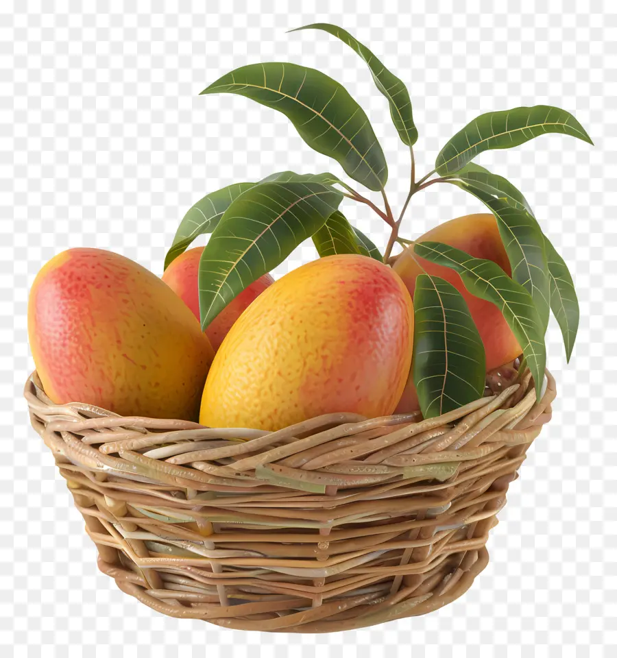 Mango En Canasta，Canasta De Mangos PNG