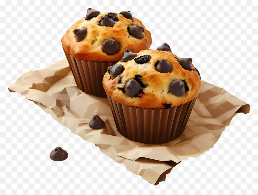 Muffins Con Chispas De Chocolate，Horneado PNG