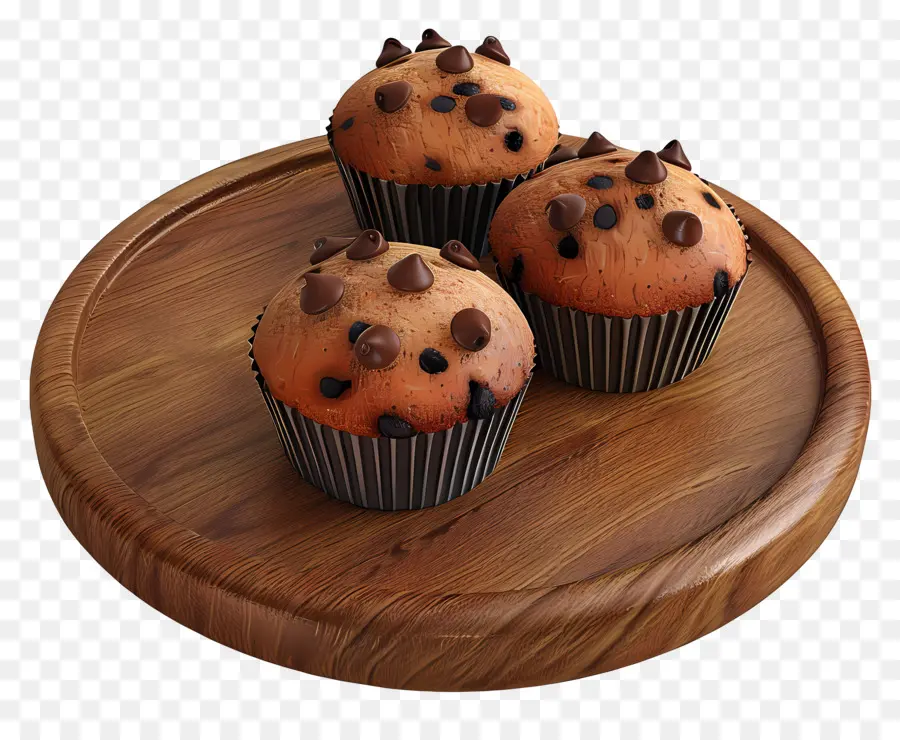 Muffins Con Chispas De Chocolate，Postre PNG