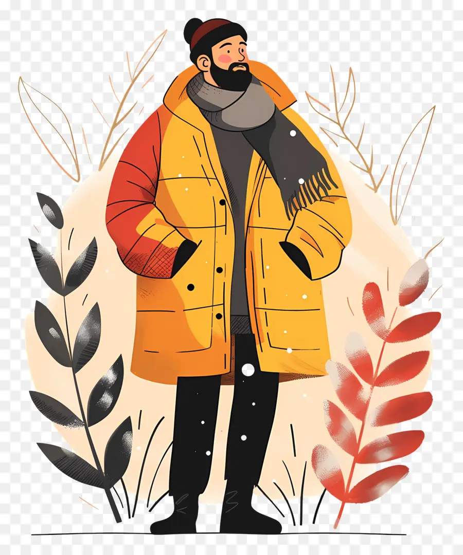 Hombre Invierno，Hombre En Abrigo PNG