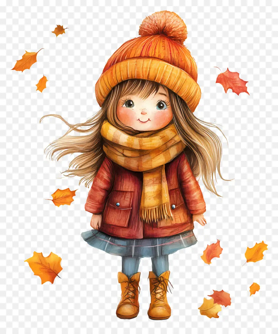 Chica De Otoño，Chica En Ropa De Invierno PNG