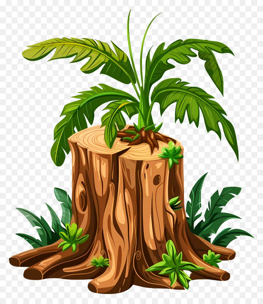 Tocón De árbol，Tocón De árbol Con Plantas PNG