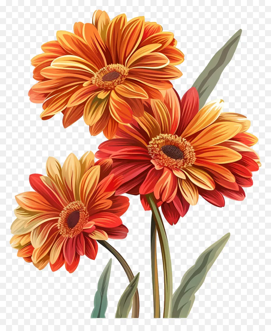 Flores Gerberas，Flores Rojas PNG