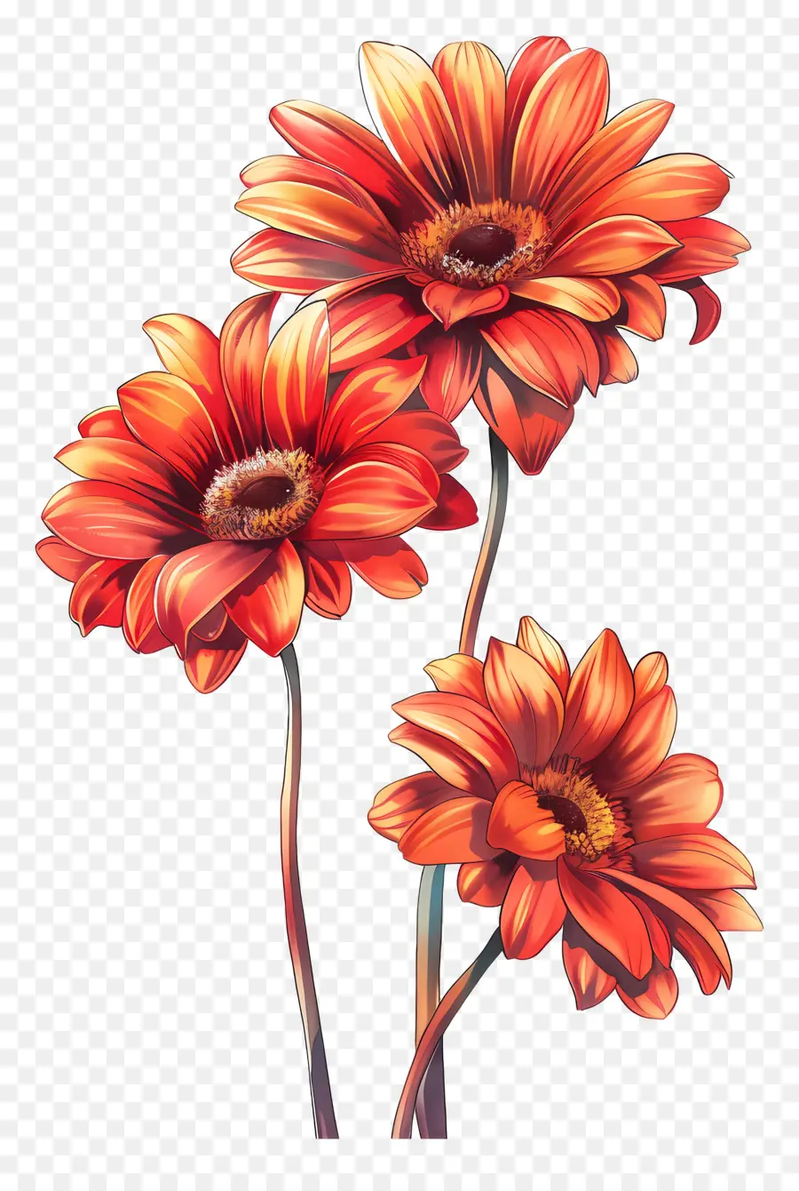 Flores Gerberas，Flores Rojas PNG