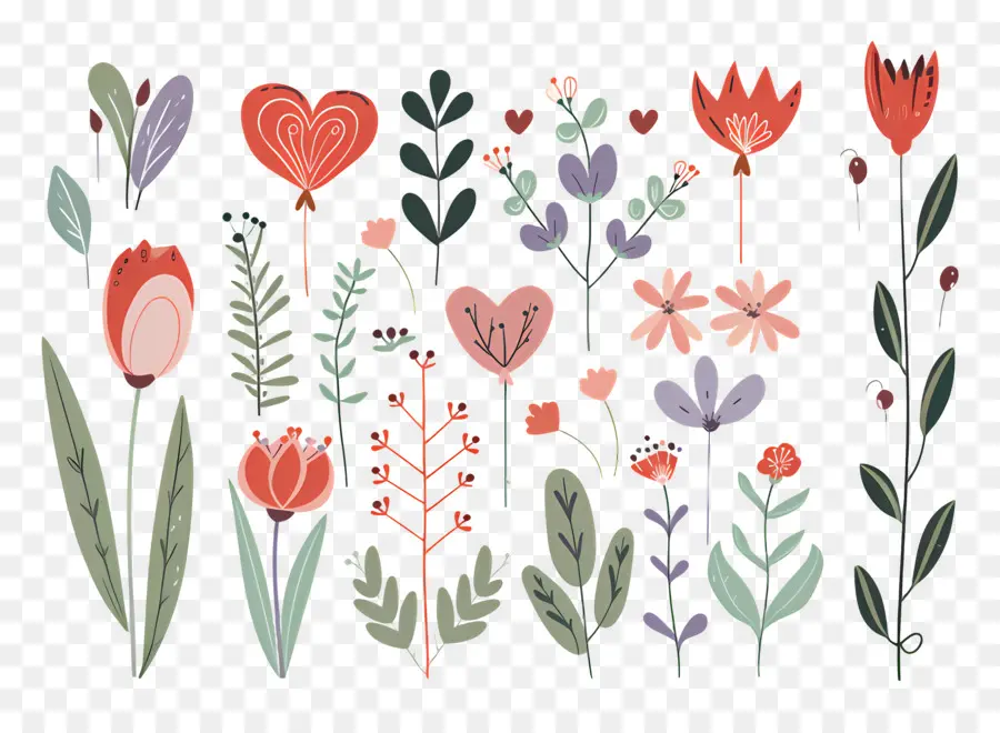 Flores Y Plantas，Ilustraciones Florales PNG