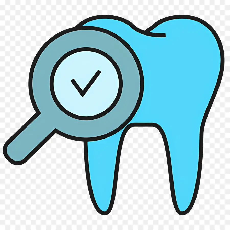 Revisión Dental，Diente Con Lupa PNG