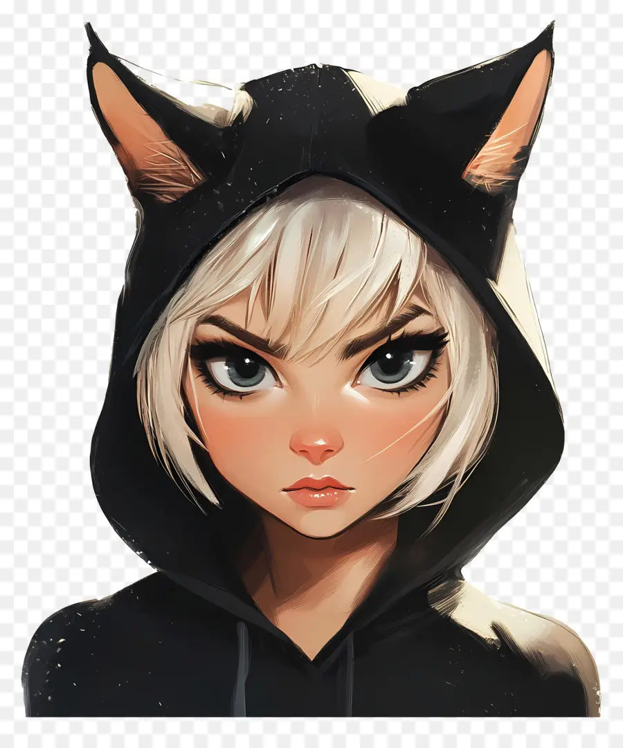 Chica Gato，Chica Con Orejas De Gato PNG