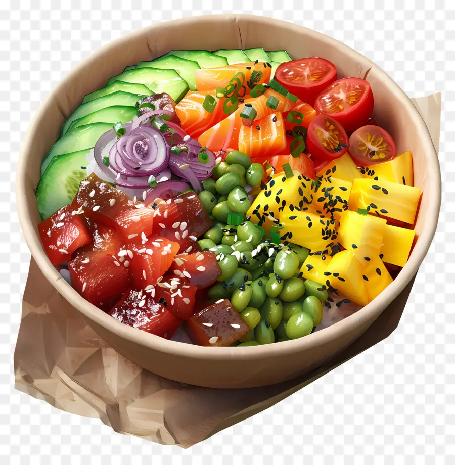 Poke Bowl，Ensalada PNG