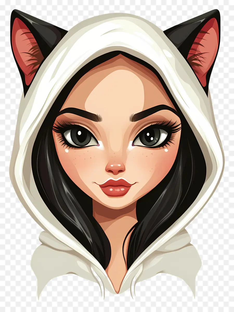 Chica Gato，Chica Con Orejas De Gato PNG