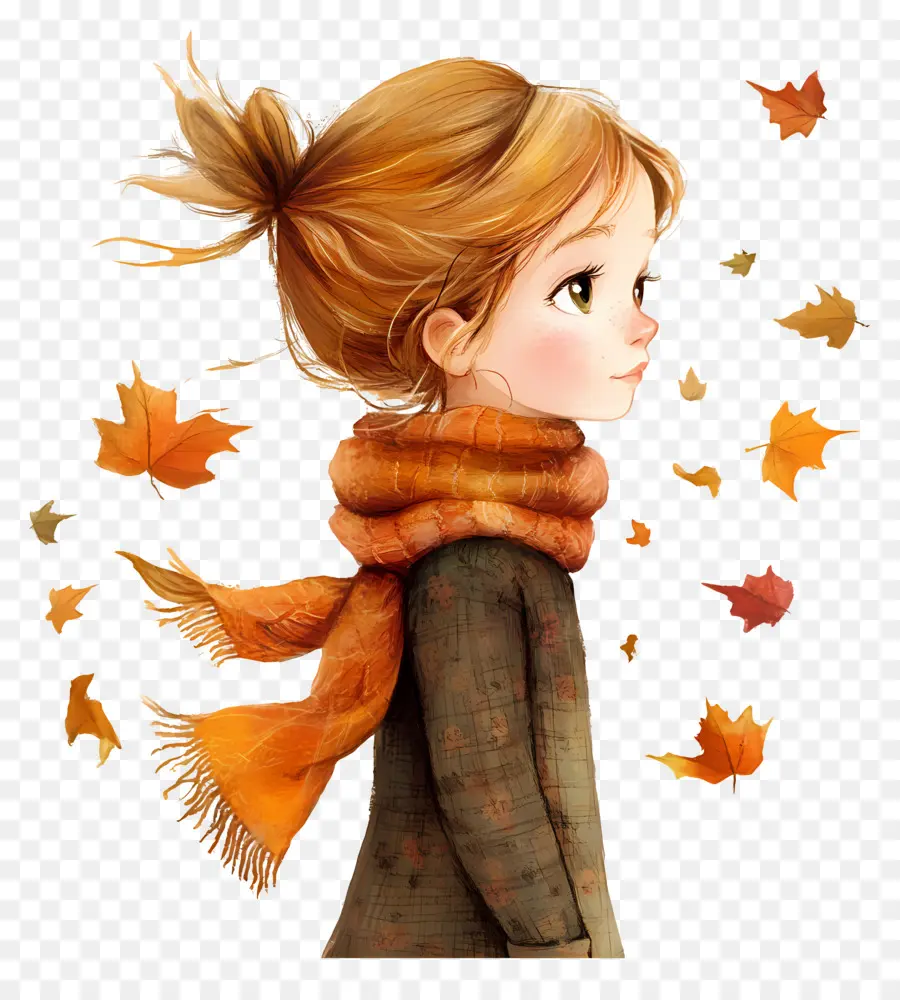 Chica De Otoño，Chica Con Bufanda PNG