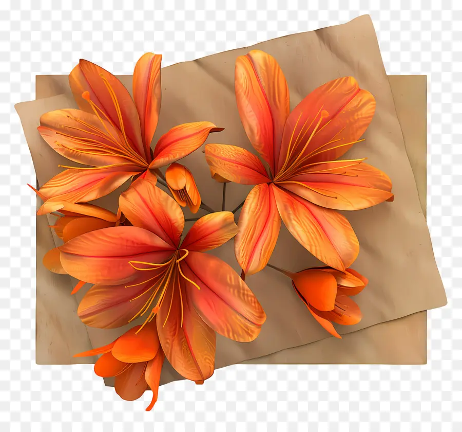 Flores De Azafrán，Lirios Naranjas PNG