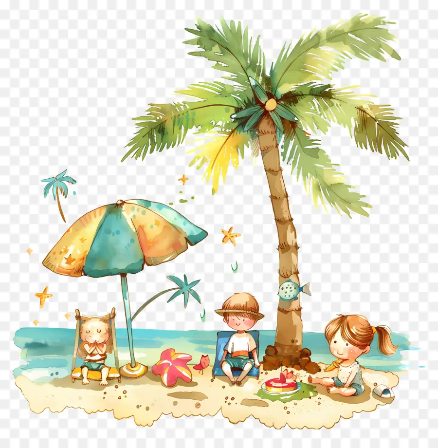 Escena De Playa，Niños PNG