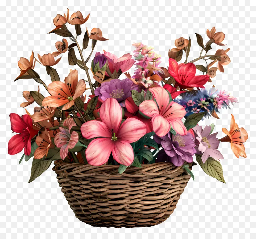 Flores En Canasta，Cesta De Flores PNG