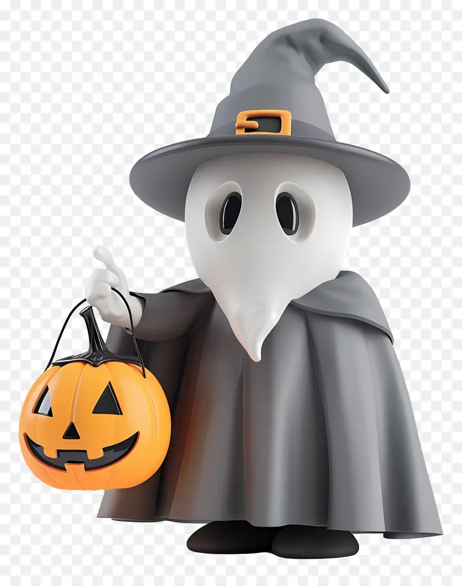 Fantasma Sosteniendo Calabaza，Personaje De Halloween PNG