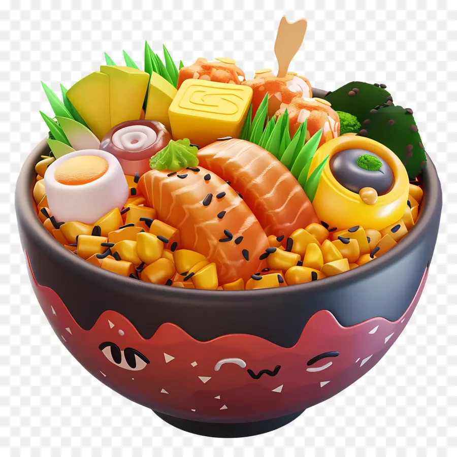 Poke Bowl，Poke Bowl Colorido PNG