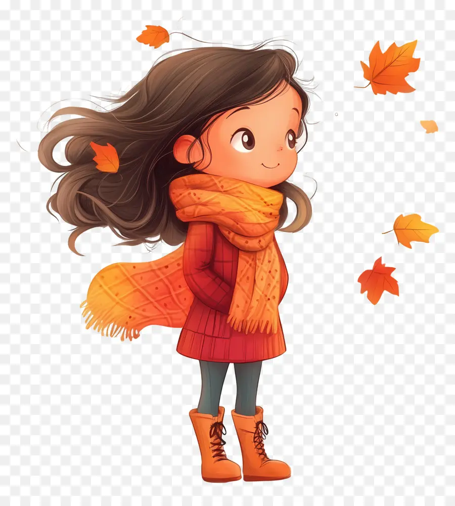 Chica De Otoño，Chica Con Bufanda PNG