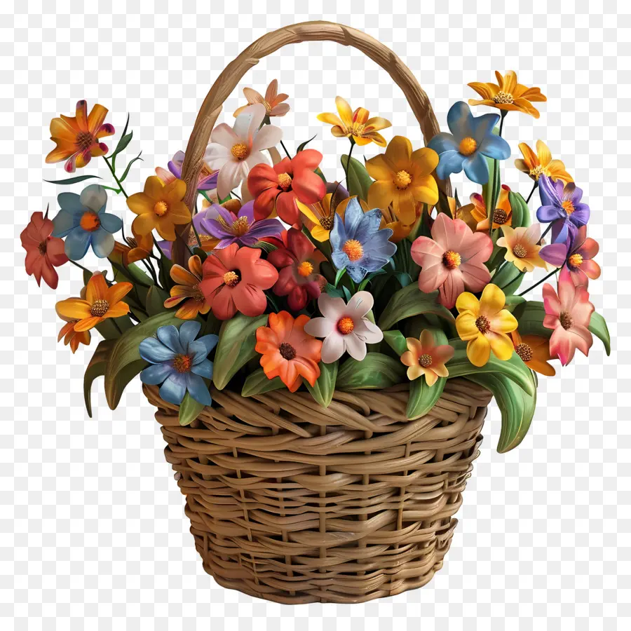 Flores En Canasta，Cesta De Flores PNG