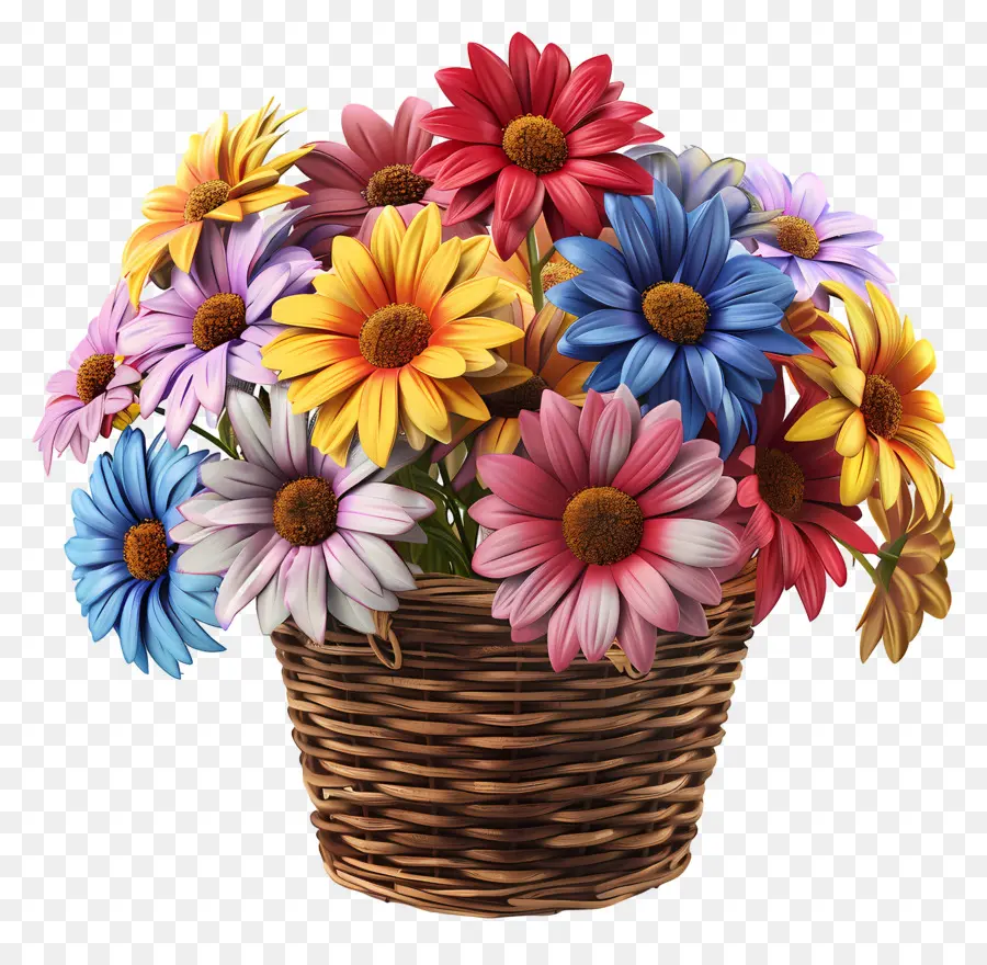 Flores En Canasta，Cesta De Flores PNG