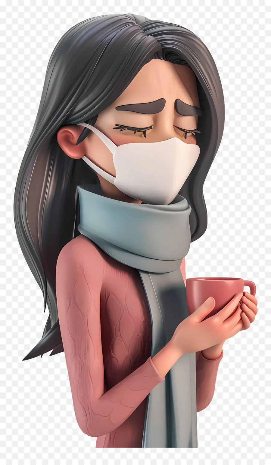 Mujer Enferma De Gripe，Mujer Enmascarada PNG