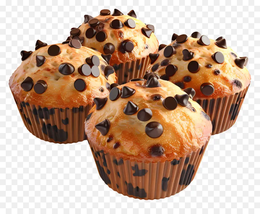 Muffins Con Chispas De Chocolate，Horneado PNG