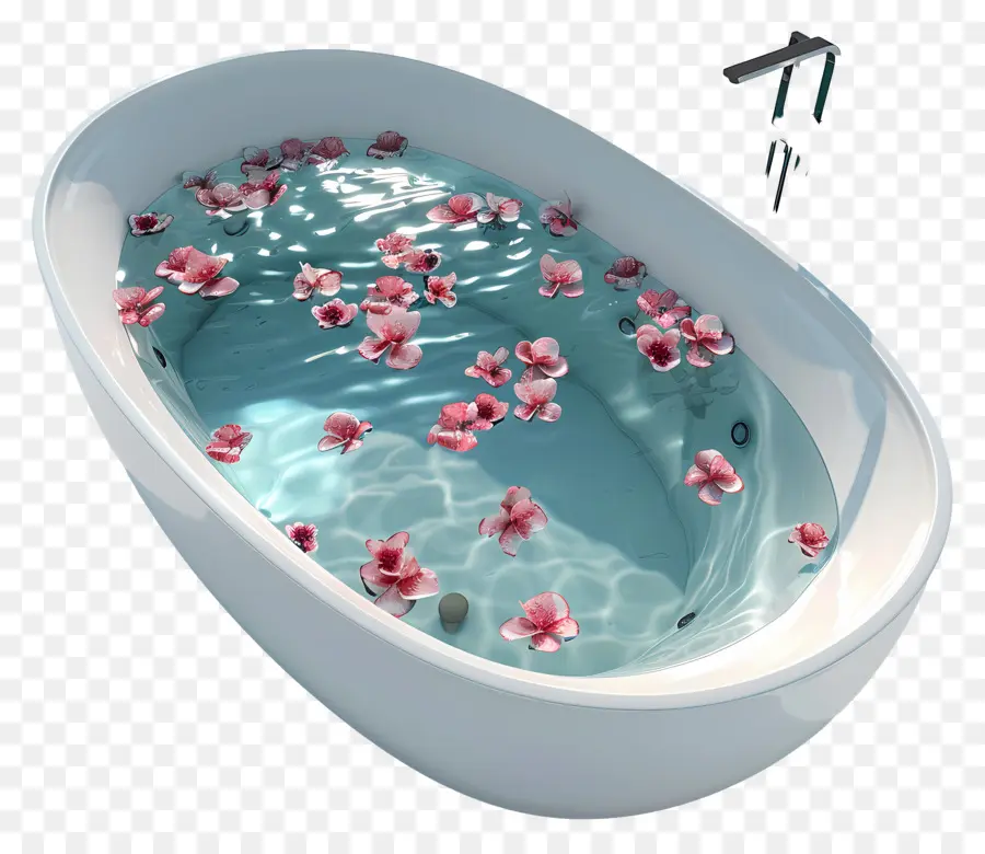 Baño De Spa，Bañera Con Flores PNG