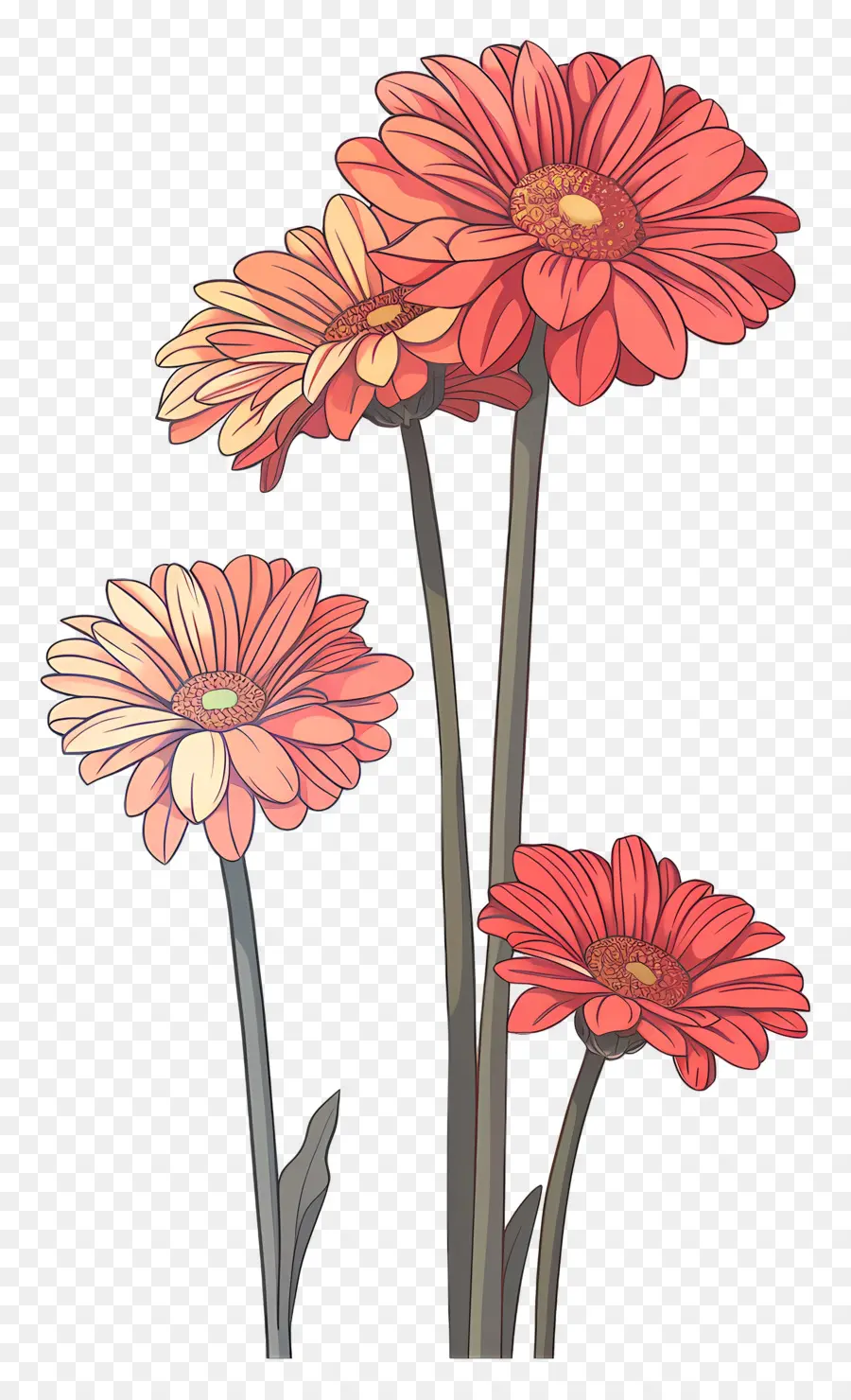 Flores Gerberas，Flores Rojas PNG