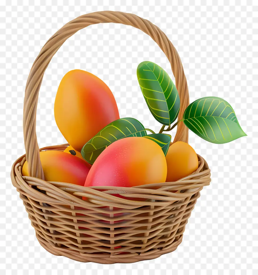 Mango En Canasta，Canasta De Mangos PNG