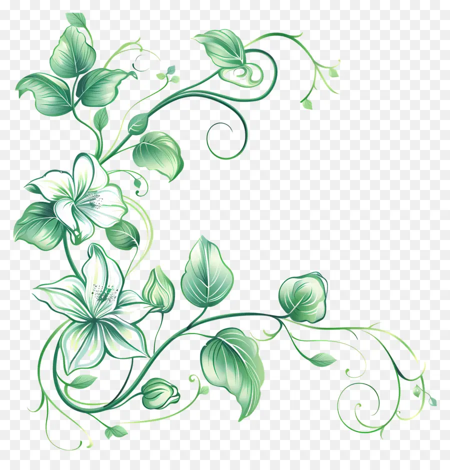 Flor Verde，Diseño Floral Verde PNG