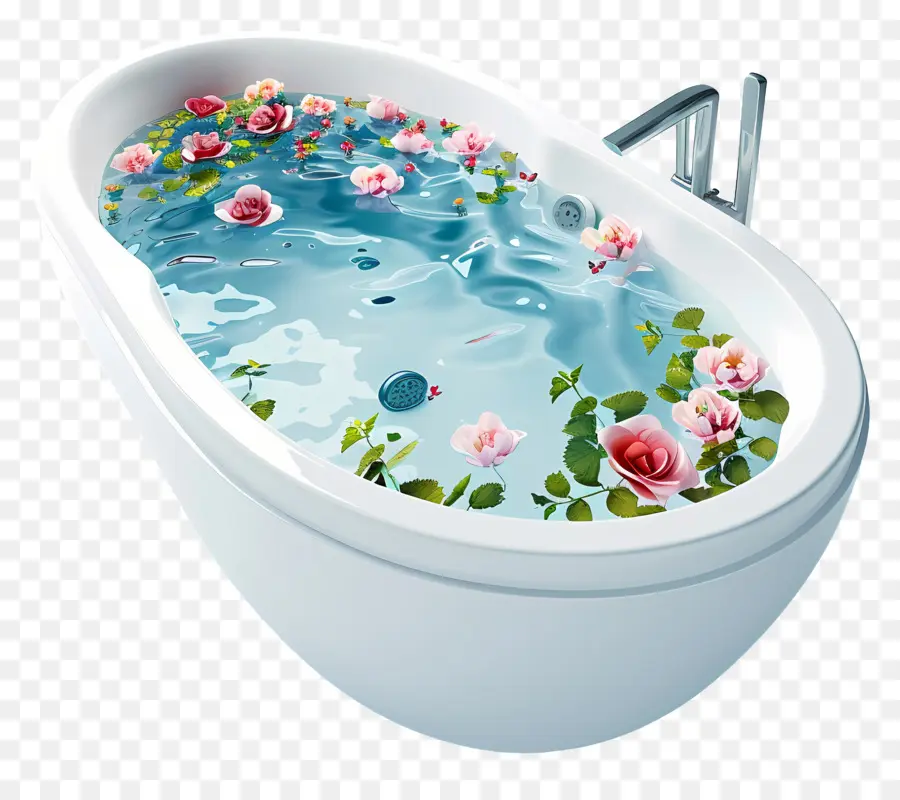 Baño De Spa，Bañera Con Flores PNG