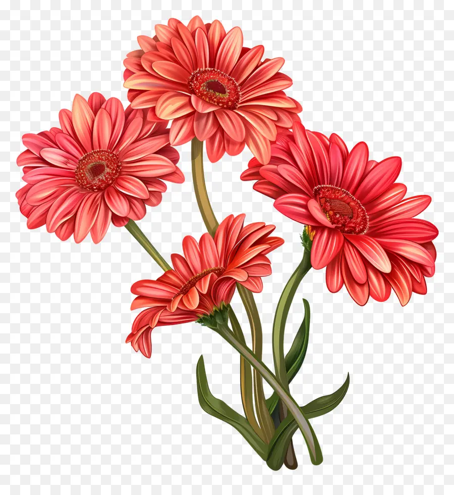 Flores Gerberas，Flores Rojas PNG